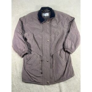 Gallery Womens Medium‎ Brown Quilted Lined Parka Jacket Coat Fur Made in Korea